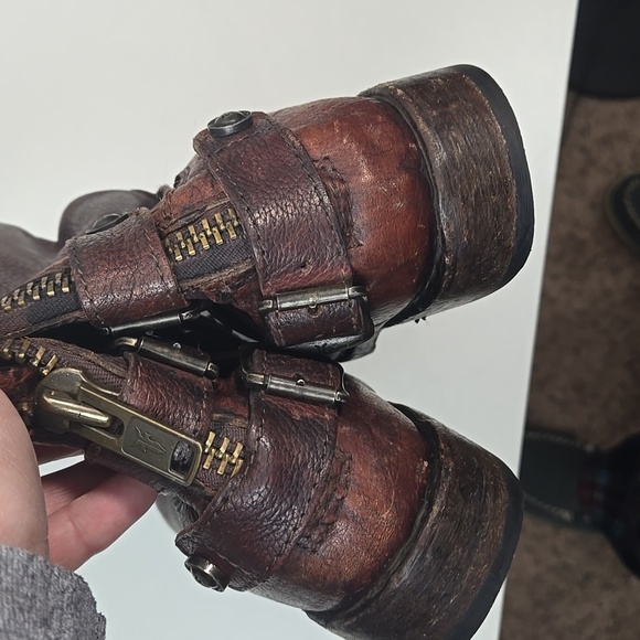 Frye distressed leather belted riding boots - Picture 10 of 13